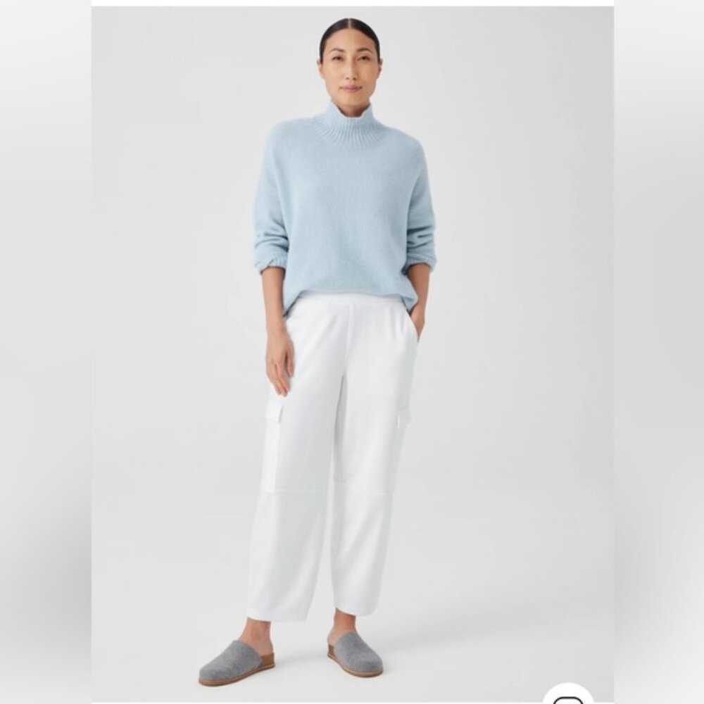Eileen Fisher Washable Flex Ponte Cargo Lantern Pant in Color Ivory